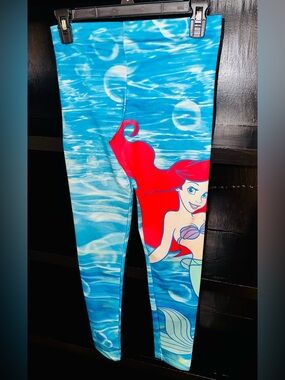 NWT Disney Little Mermaid Blue Graphic Leggings